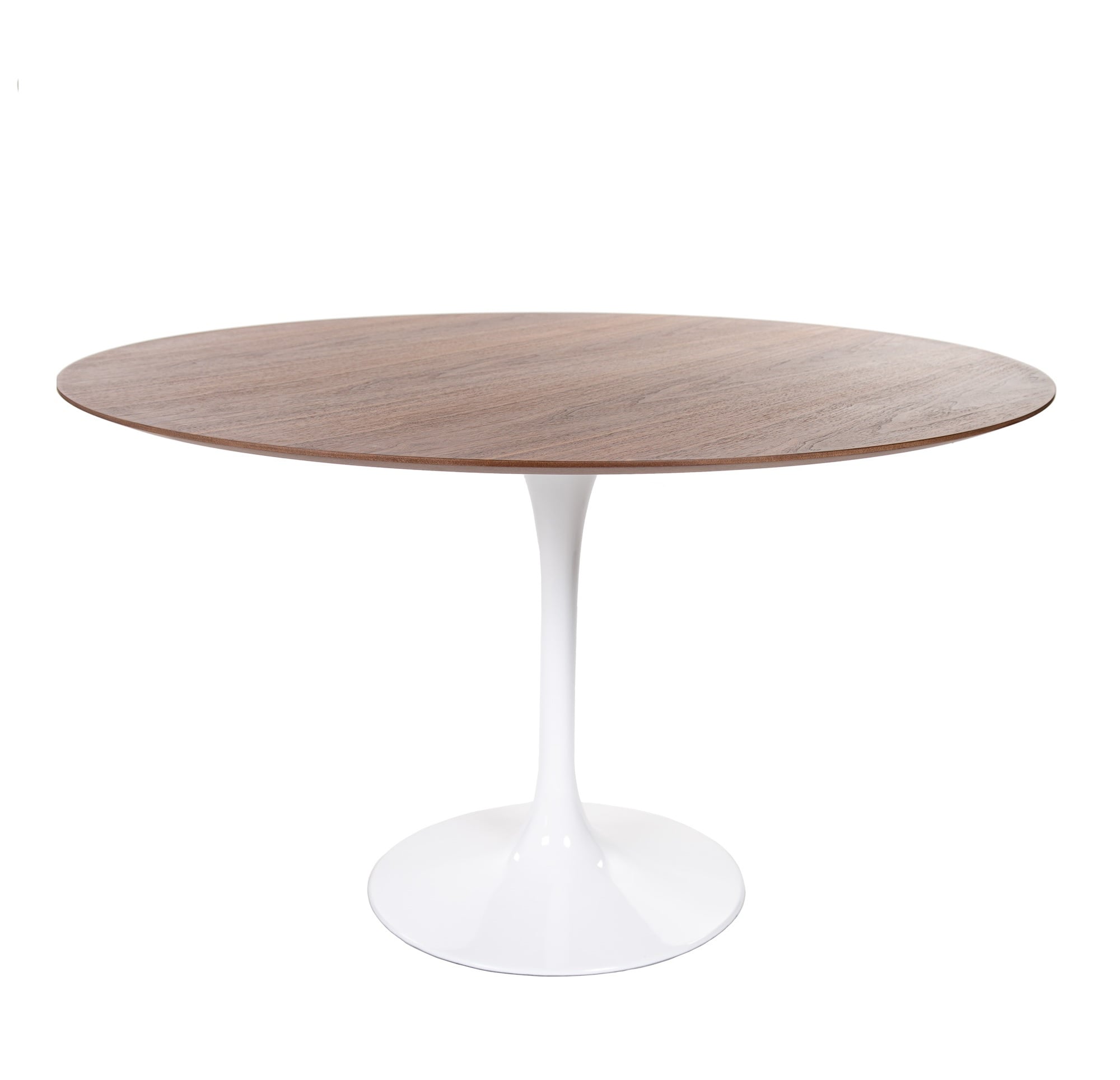 Eero Saarinen style, Esstisch Tulip Table 120cm Platte Nussbaum Basis weiß