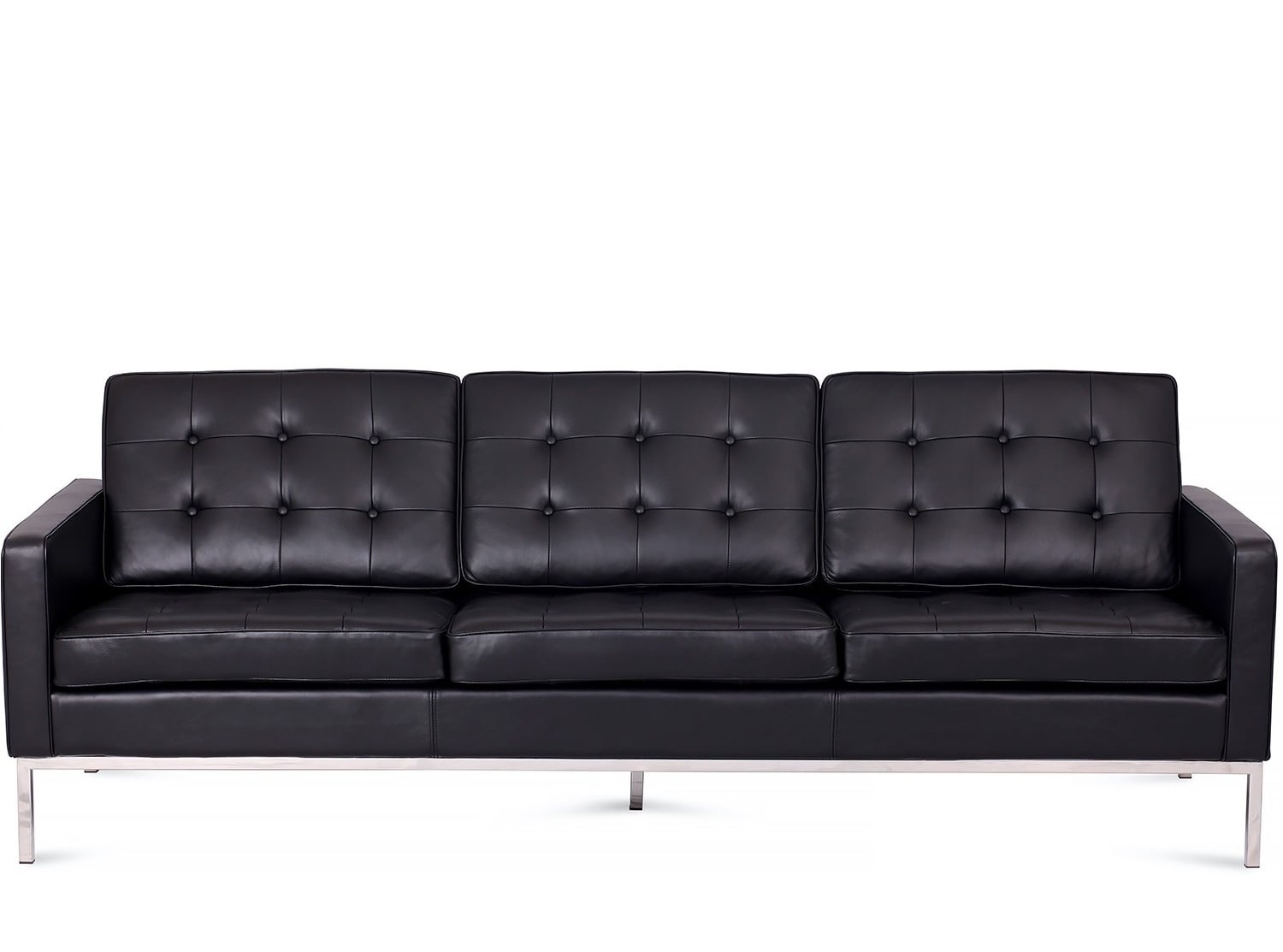 Ludwig Mies vd Rohe style, 3er-Sofa Florence schwarz