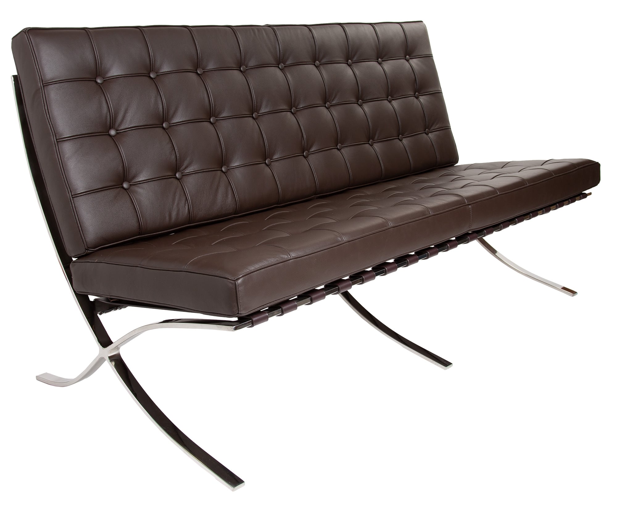 Ludwig Mies vd Rohe style, 2er-Sofa Barcelona Pavillion 2 seat sofa braun