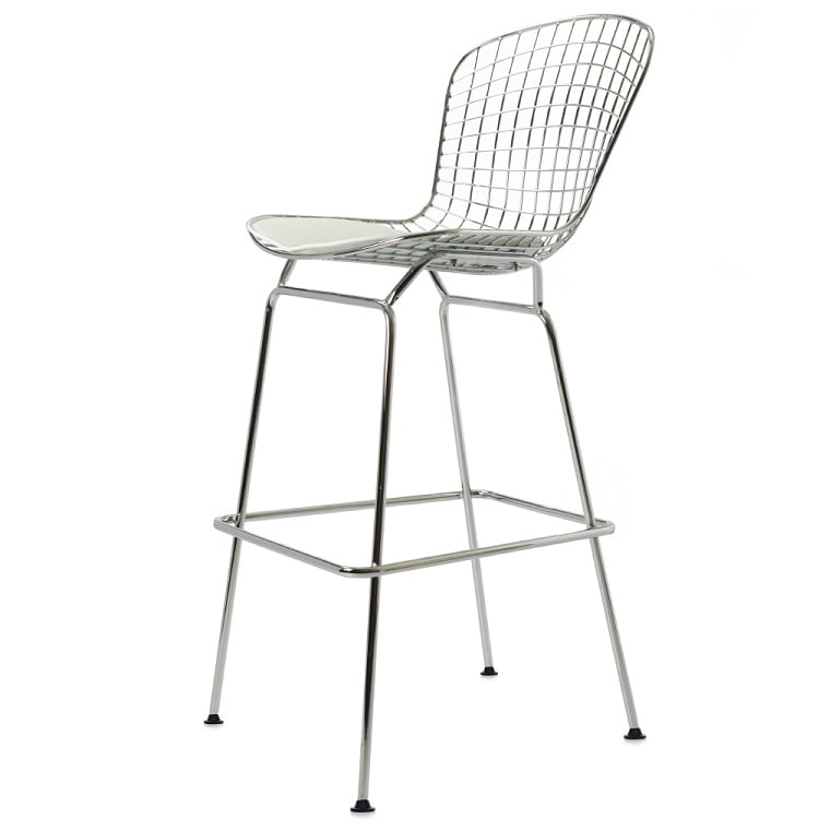 Harry Bertoia style, Barhocker Bertoia Barstool weiß läder vit
