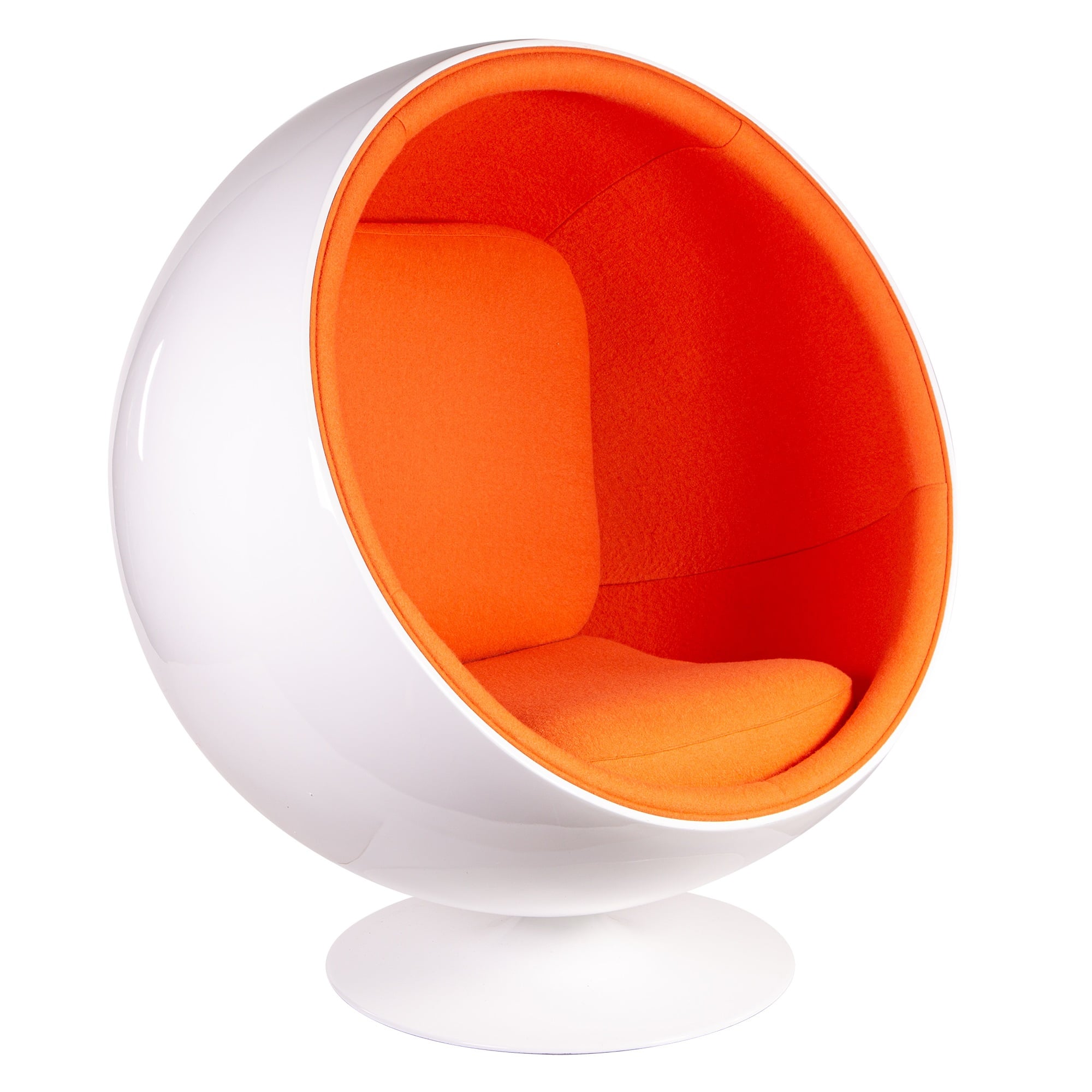 Eero Aarnio style, Armlehnstühle Ball Stuhl Fiberglas weiß Wolle orange