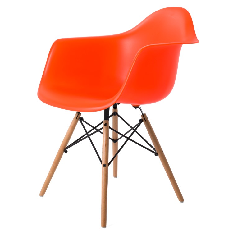Charles Eames style, Esszimmerstuhl DAW PP neon orange