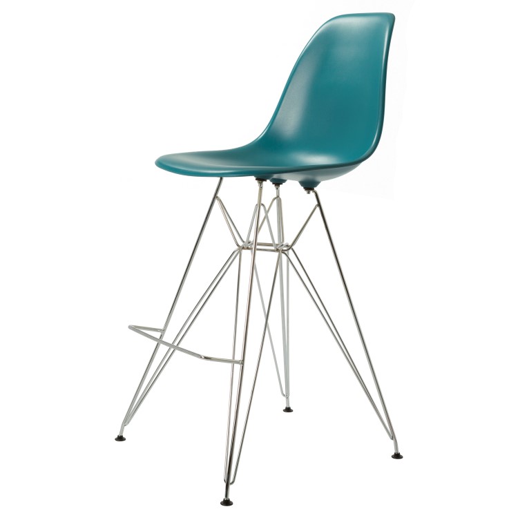 Charles Eames style, Barhocker DSR matt PP ozeanblau