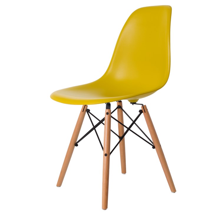 Charles Eames style, Esszimmerstuhl DSW matt PP senf