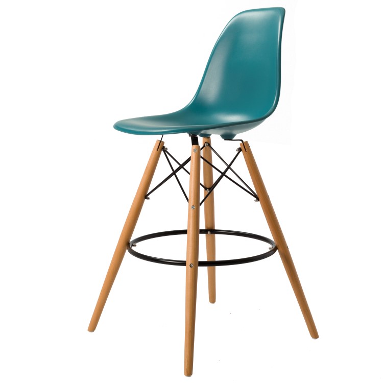 Charles Eames style, Barhocker DSW matt PP ozeanblau