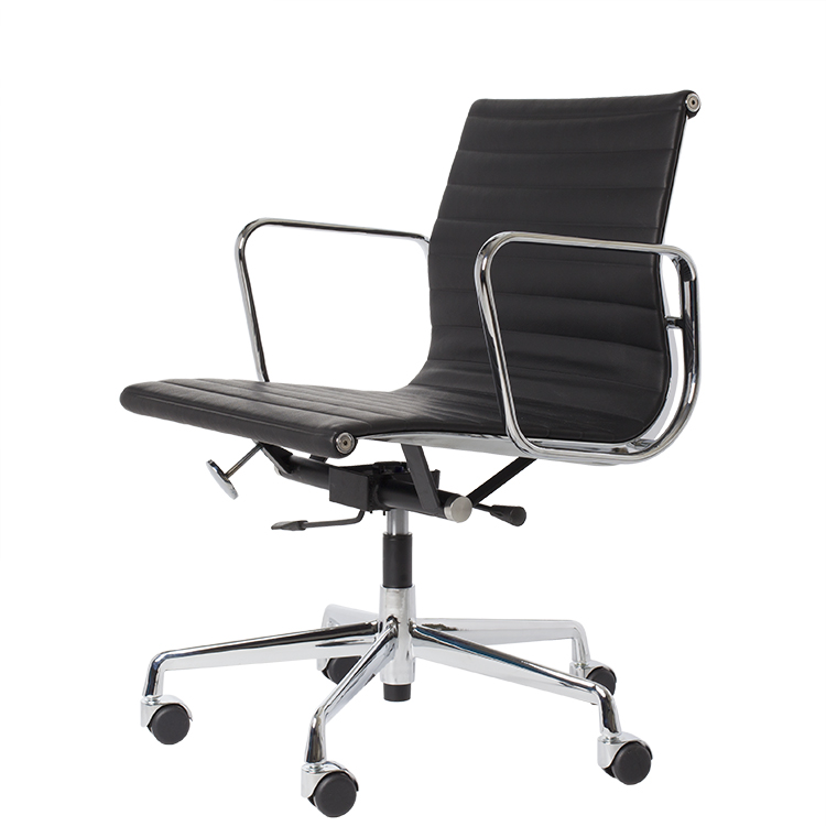Charles Eames style, Bürostuhl EA117 Leder schwarz