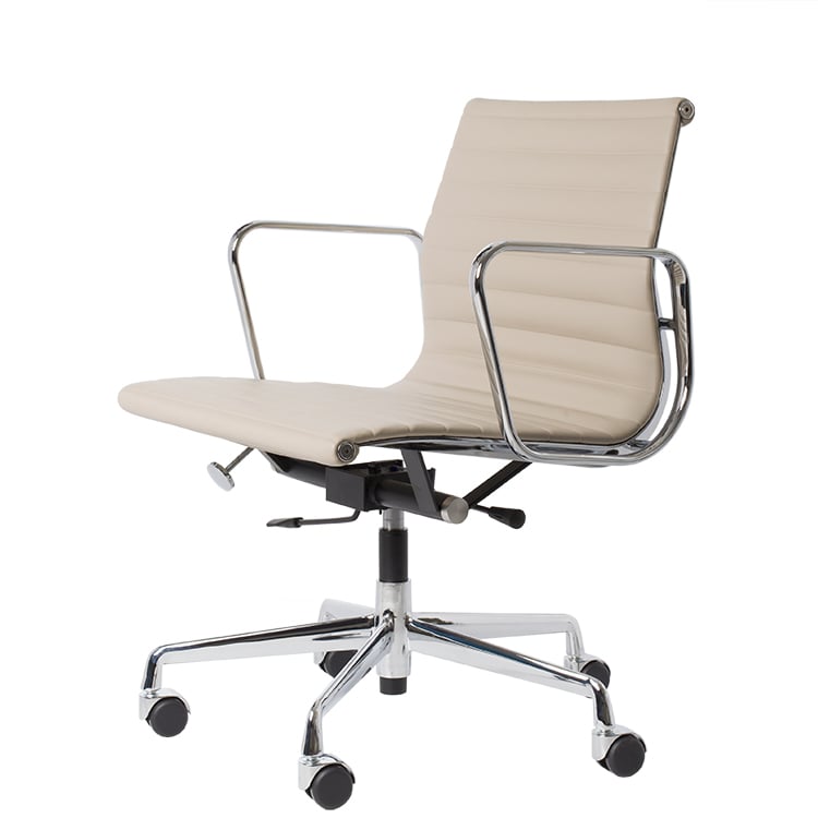 Charles Eames style, Bürostuhl EA117 Leder grau