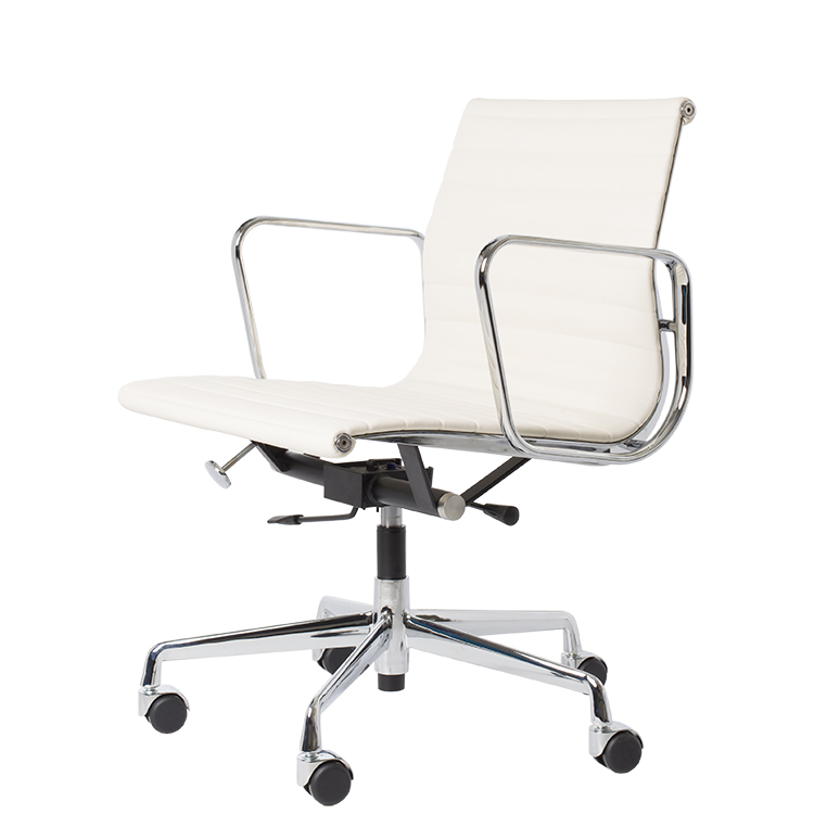 Charles Eames style, Bürostuhl EA117 Leder weiß