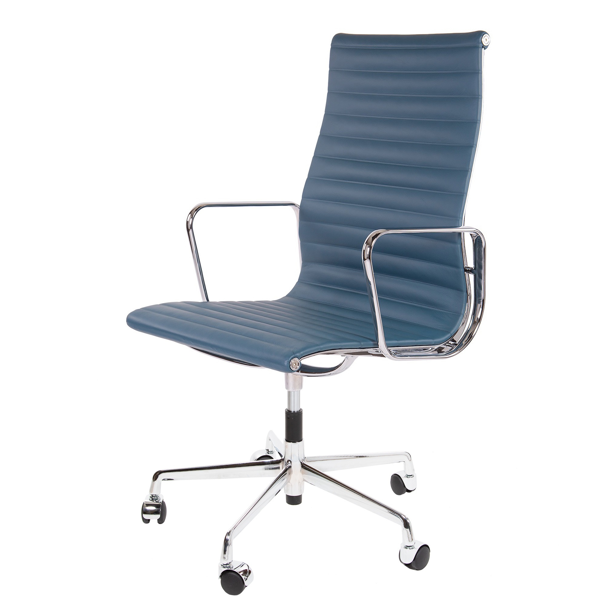 Charles Eames style, Bürostuhl EA119 Leder blau