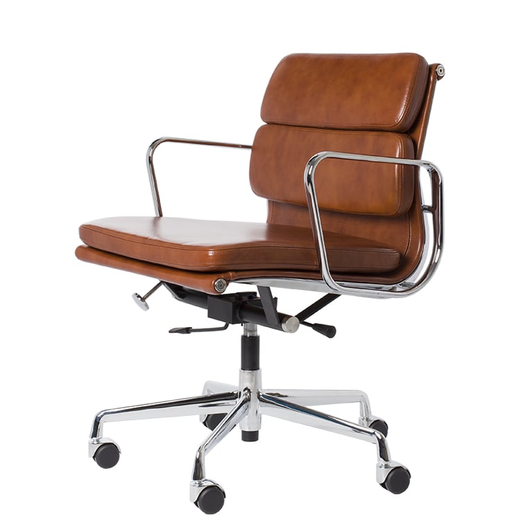 Charles Eames style, Bürostuhl EA217 Leder antiker