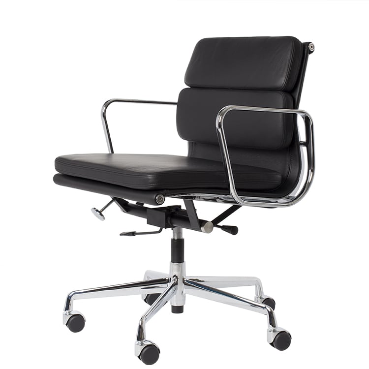 Charles Eames style, Bürostuhl EA217 Leder schwarz