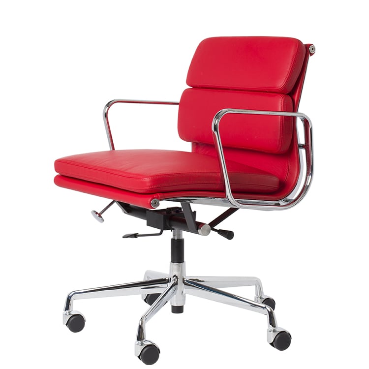 Charles Eames style, Bürostuhl EA217 Leder rot