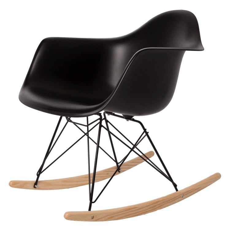 Charles Eames style, Schaukelstuhl RAR Base schwartz PP schwarz