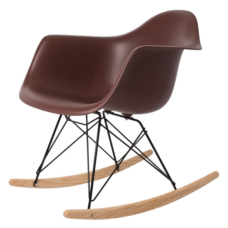 Charles Eames style, Schaukelstuhl RAR Base schwartz PP braun