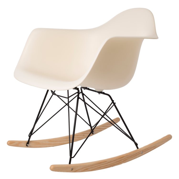 Charles Eames style, Schaukelstuhl RAR Base schwartz PP creme