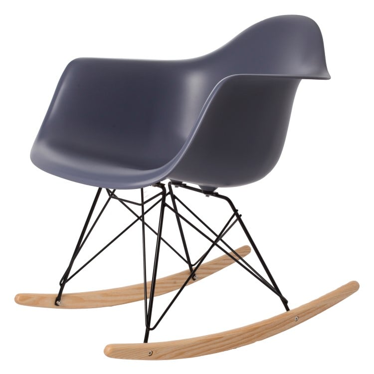 Charles Eames style, Schaukelstuhl RAR Base schwartz PP dunkelgrau