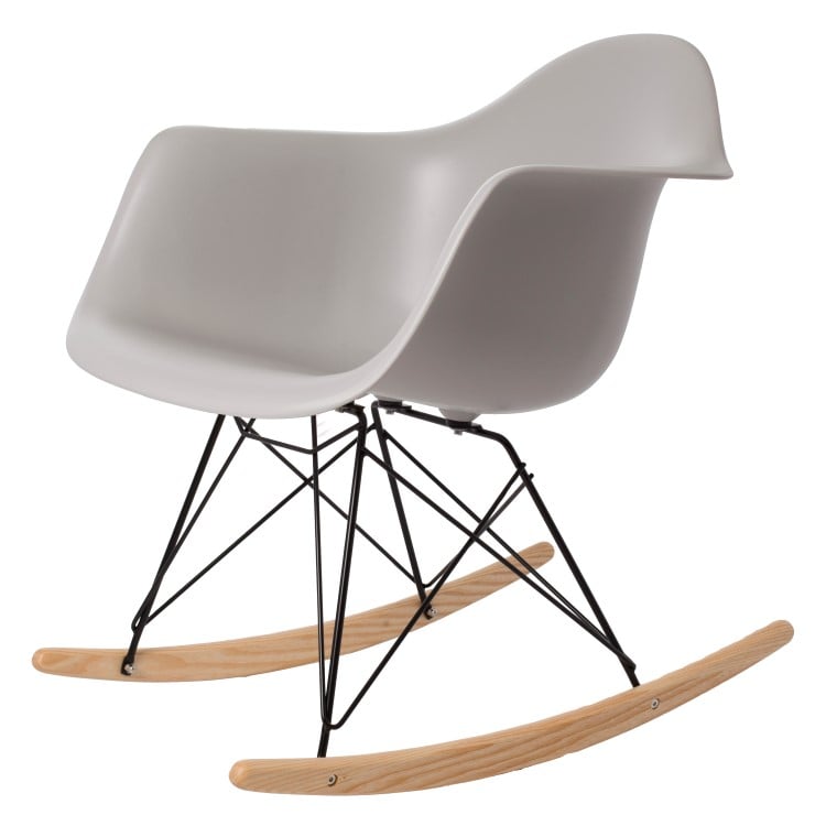 Charles Eames style, Schaukelstuhl RAR Base schwartz PP hellgrau