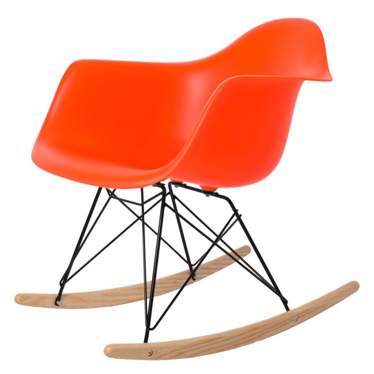 Charles Eames style, Schaukelstuhl RAR PP neon orange