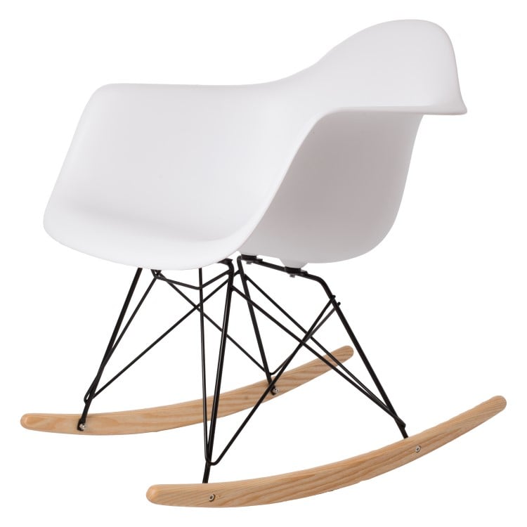 Charles Eames style, Schaukelstuhl RAR Base schwartz PP weiß