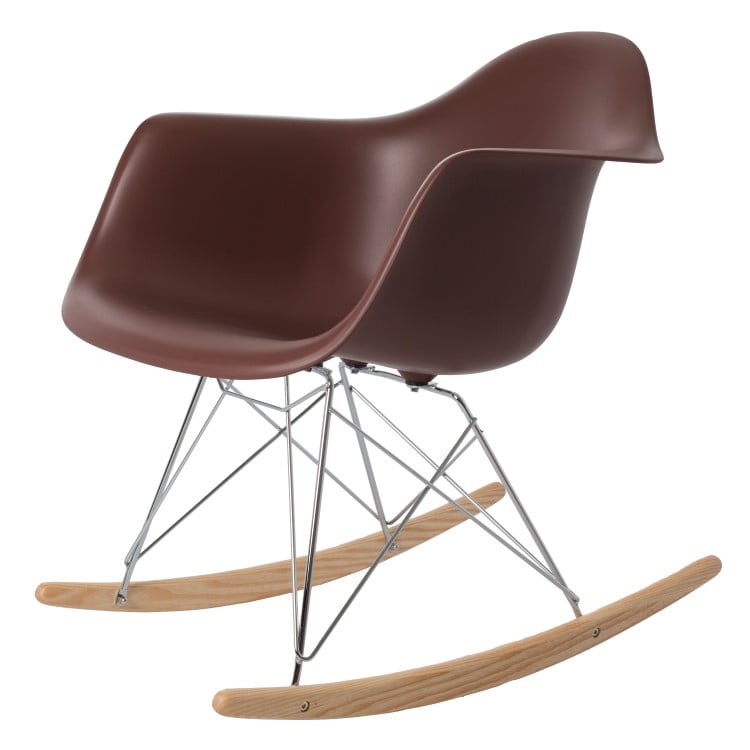 Charles Eames style, Schaukelstuhl RAR Base Chrom PP braun