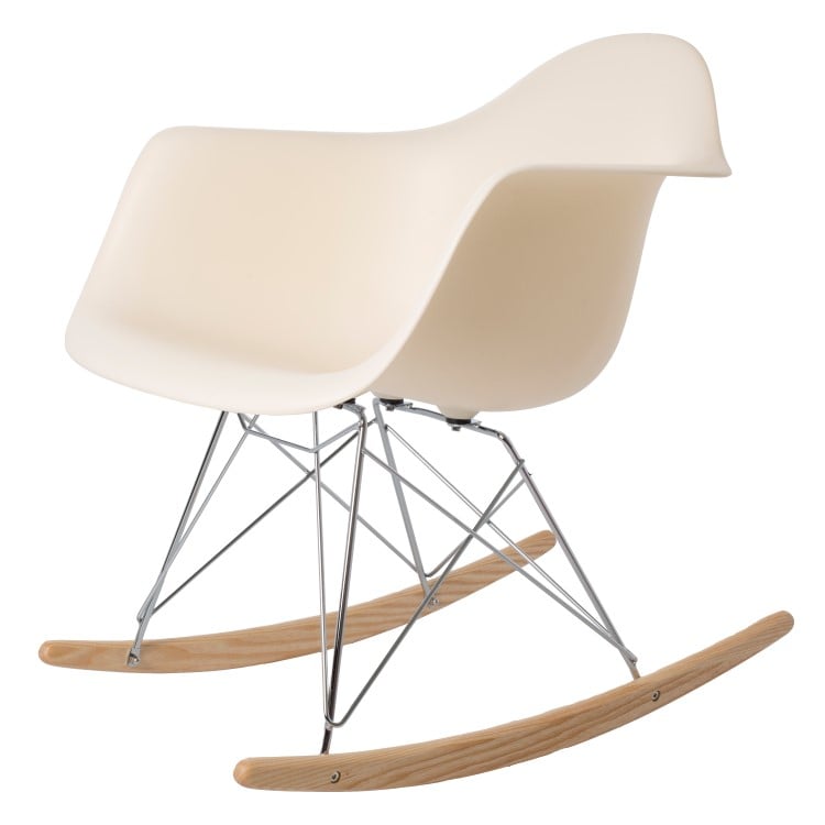 Charles Eames style, Schaukelstuhl RAR Base Chrom PP creme