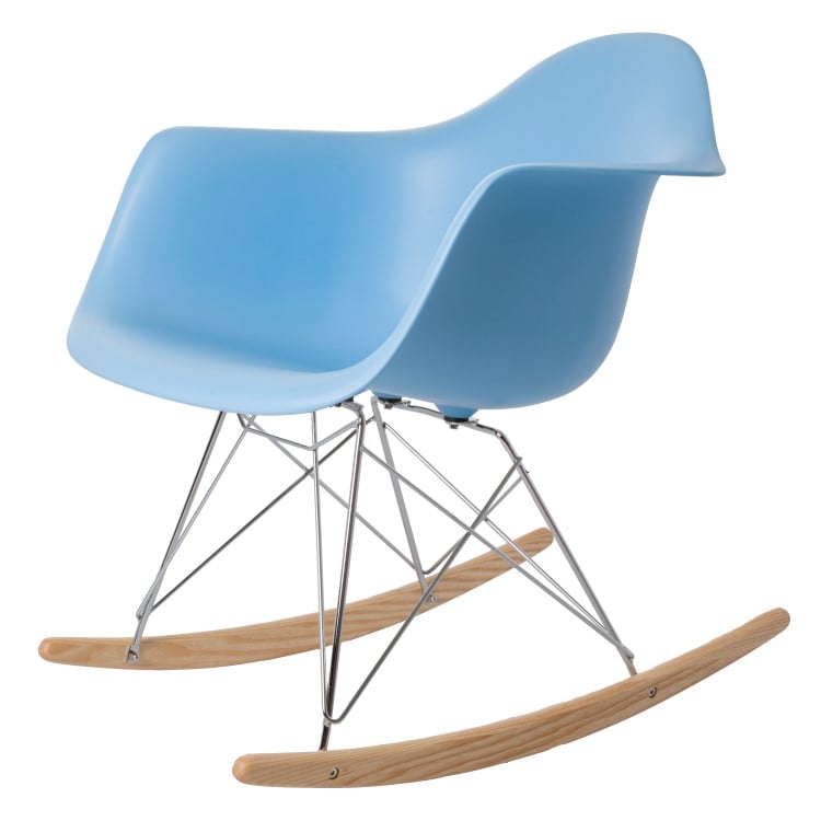 Charles Eames style, Schaukelstuhl RAR Base Chrom PP hellblau