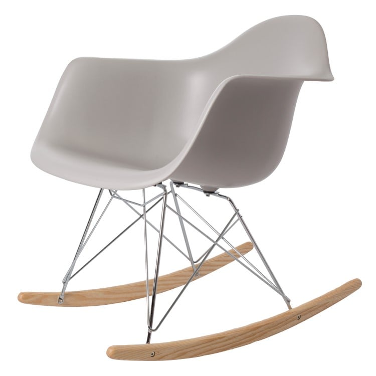 Charles Eames style, Schaukelstuhl RAR Base Chrom PP hellgrau