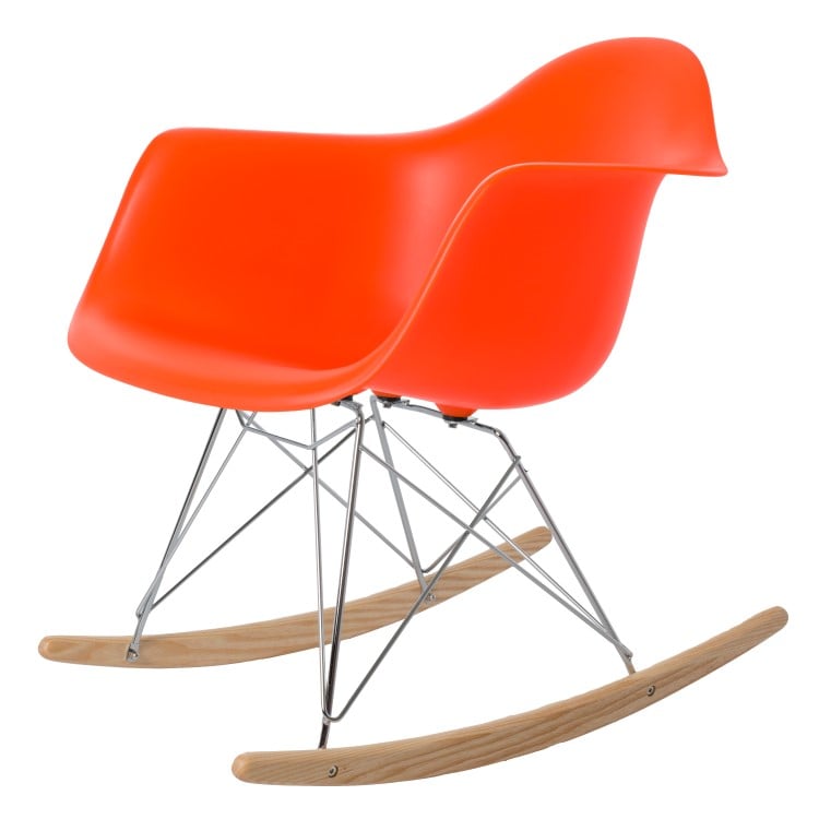 Charles Eames style, Schaukelstuhl RAR PP neon orange