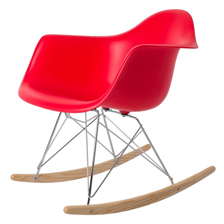 Charles Eames style, Schaukelstuhl RAR Base Chrom PP rot