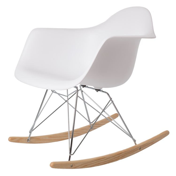 Charles Eames style, Schaukelstuhl RAR Base Chrom PP weiß