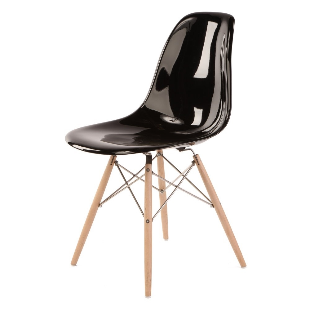 Charles Eames style, Esszimmerstuhl DSW Fiberglas schwarz