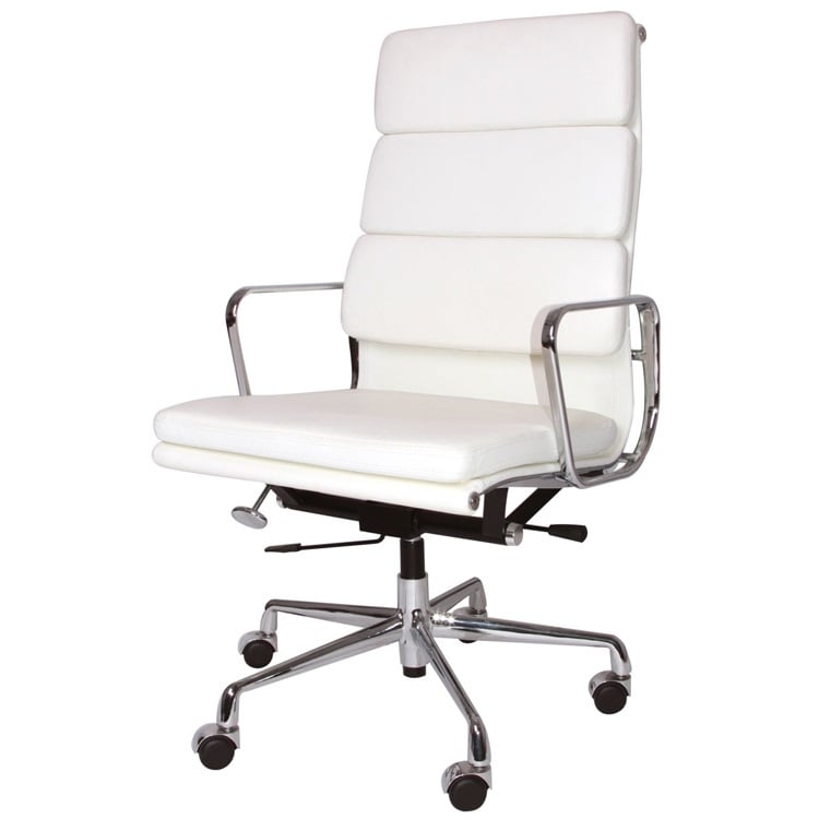 Charles Eames style, Chefsessel EA219 Leder weiß