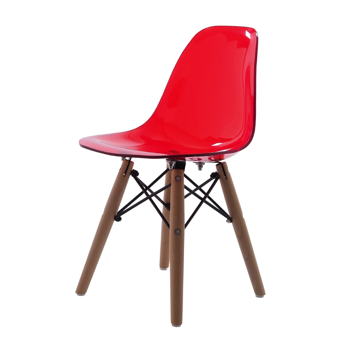 Charles Eames style, Kinderstuhl DSW Junior Transparent rot