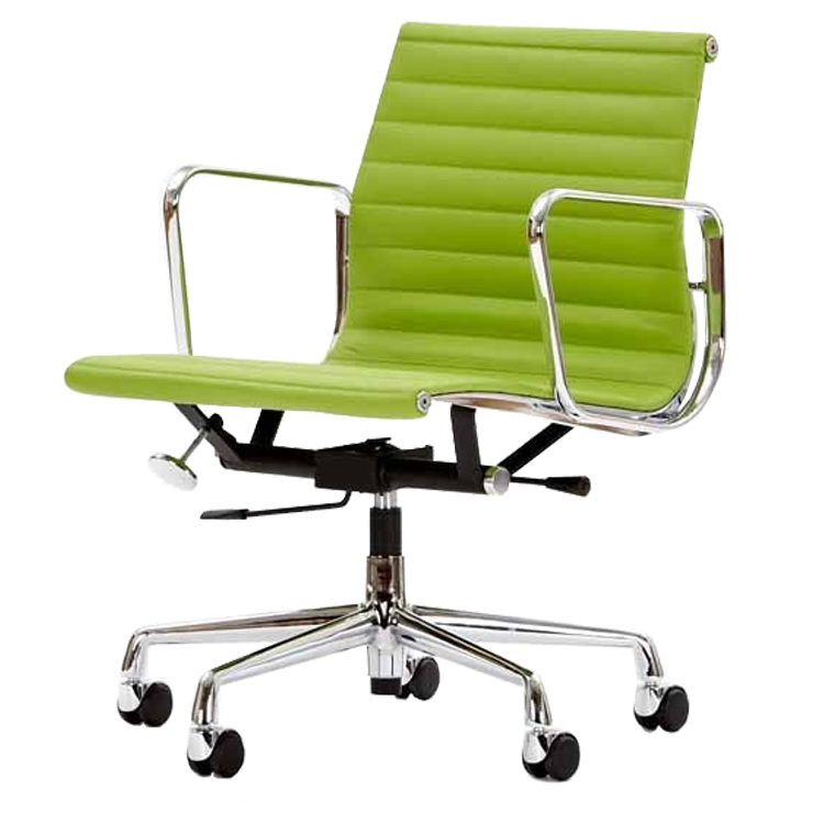 Charles Eames style, Bürostuhl EA117 Leder grün