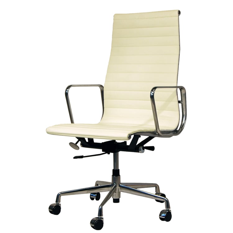 Charles Eames style, Bürostuhl EA119 Leder creme