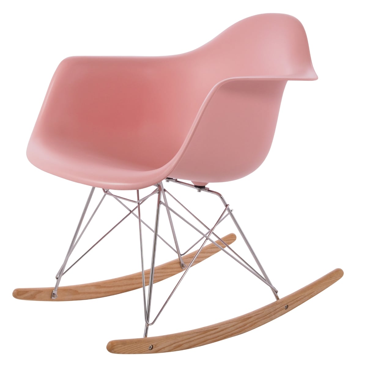 Charles Eames style, Schaukelstuhl RAR Base Chrom PP baby rosa