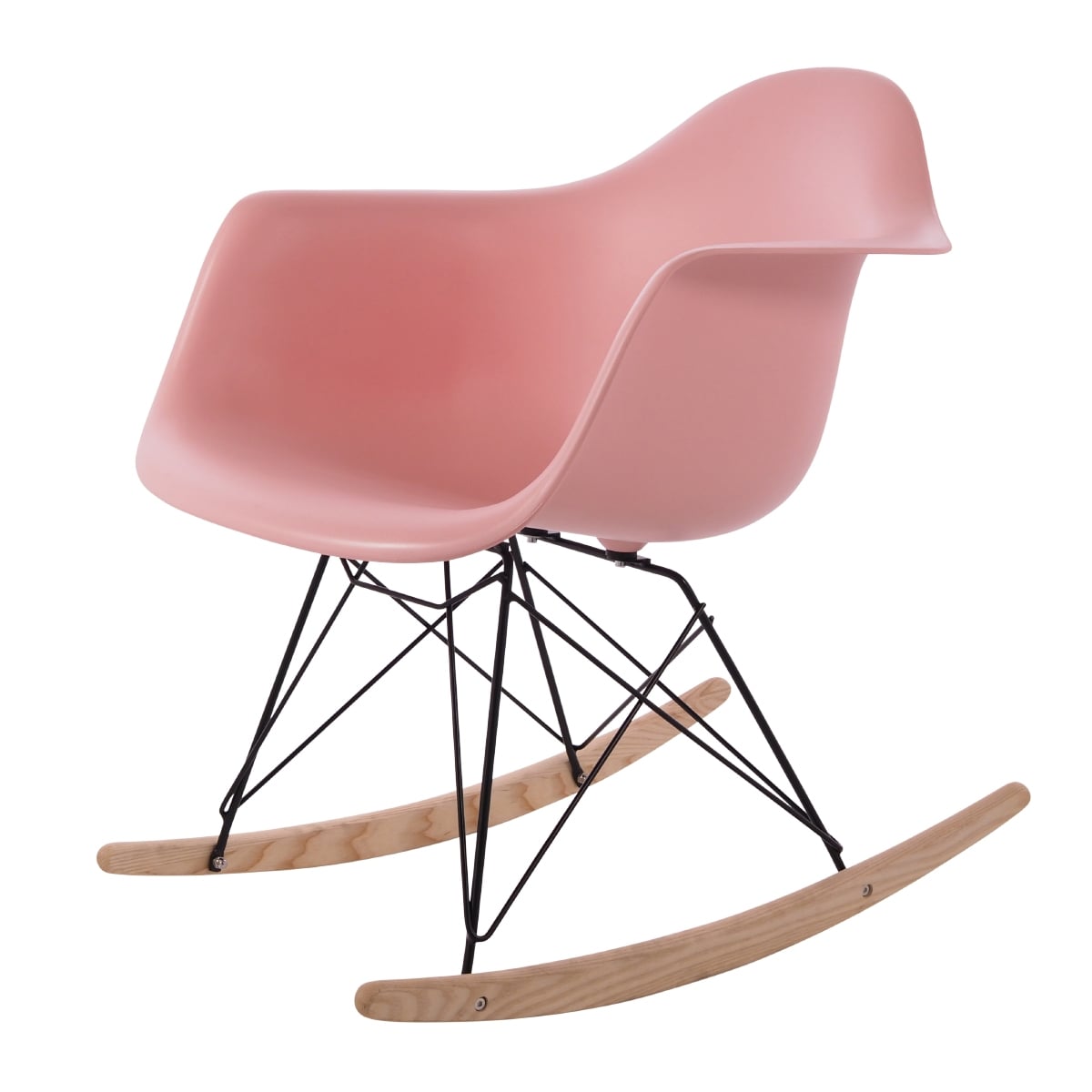 Charles Eames style, Schaukelstuhl RAR Base schwartz PP baby rosa