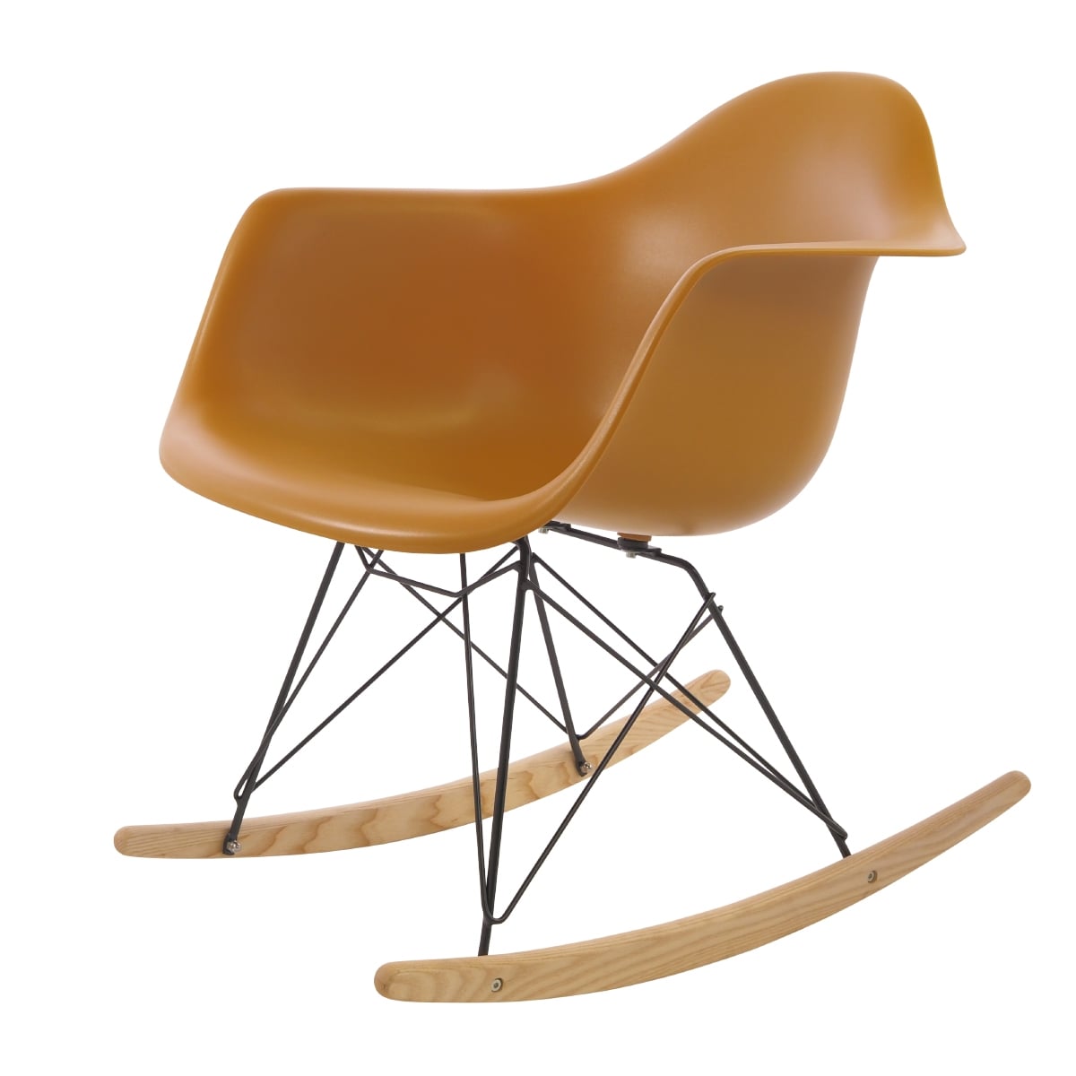 Charles Eames style, Schaukelstuhl RAR Base schwartz PP Ingwer