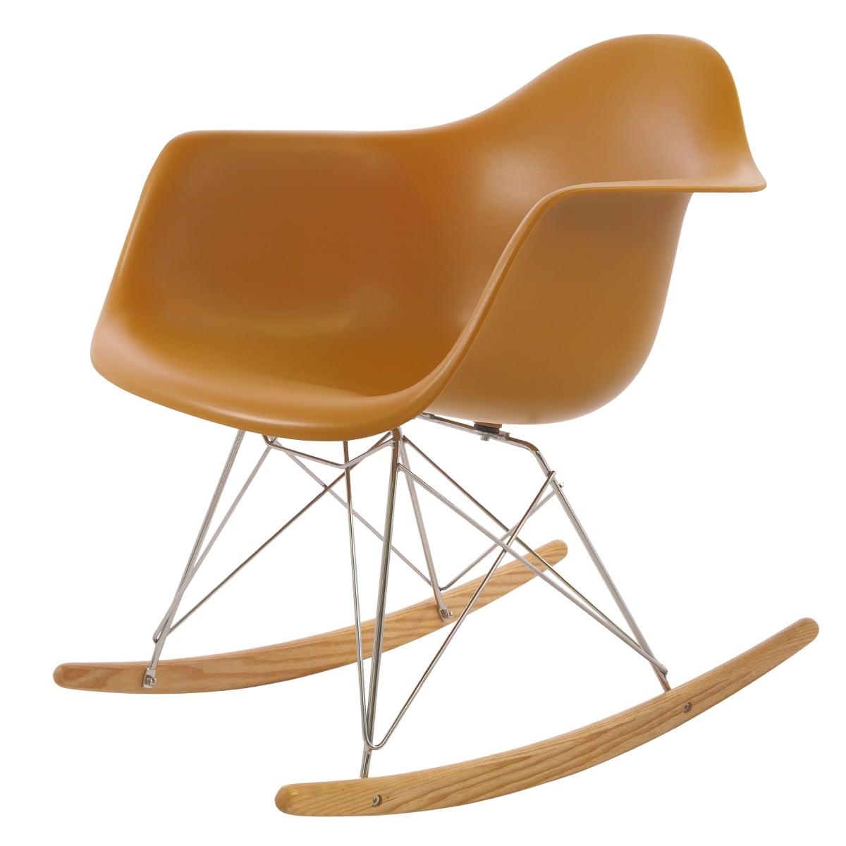 Charles Eames style, Schaukelstuhl RAR Base Chrom PP Ingwer