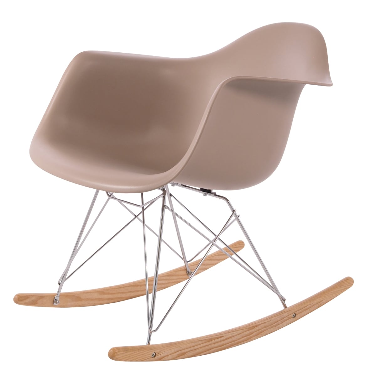 Charles Eames style, Schaukelstuhl RAR Base Chrom PP hell choco