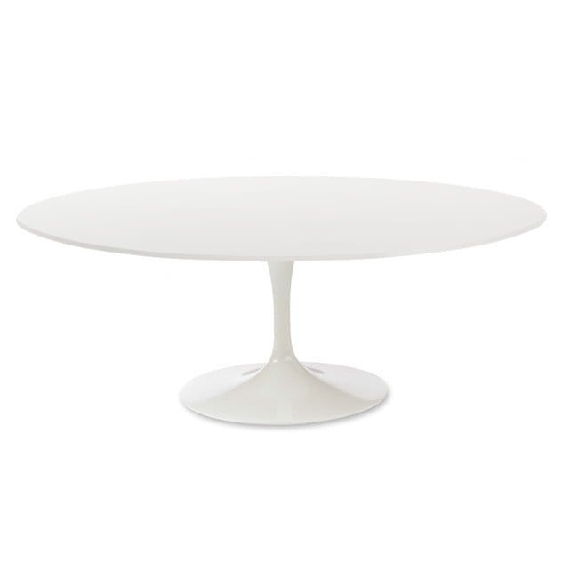 Eero Saarinen style, Esstisch Tulip Table Platte Holz weiß Basis weiß