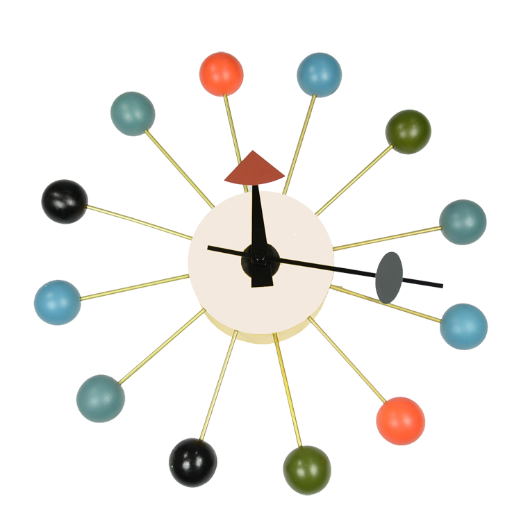 George Nelson style, Wanduhr Ball Uhr Mehrfarbig