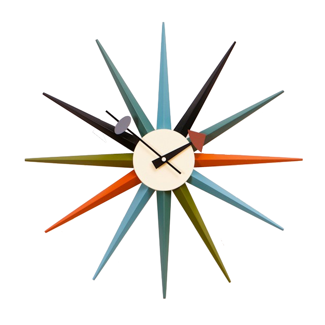 George Nelson style, Wanduhr Starburst Uhr Mehrfarbig