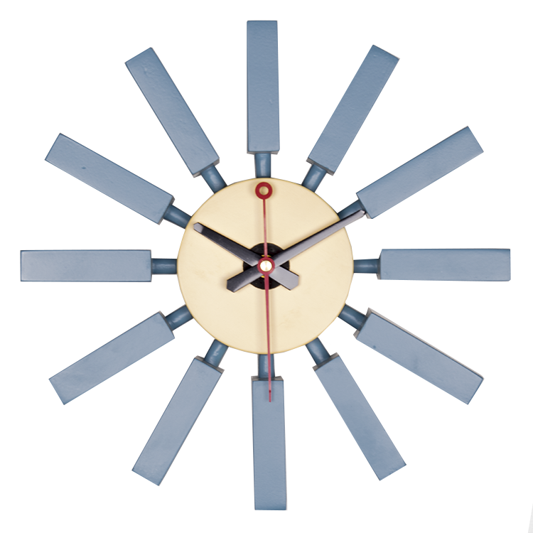 George Nelson style, Wanduhr Block clock hellblau