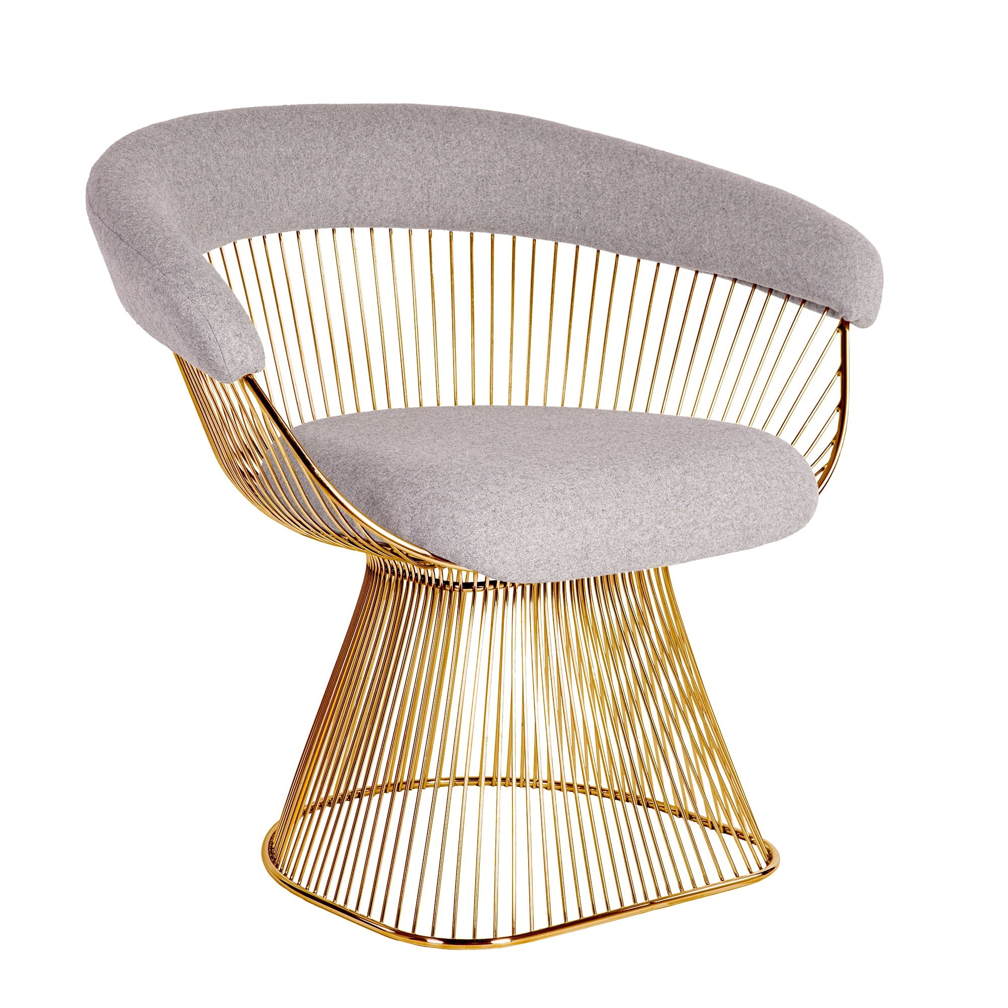 Warren Platner style, Esszimmerstuhl Wire Stuhl Gold Kaschmir hellgrau