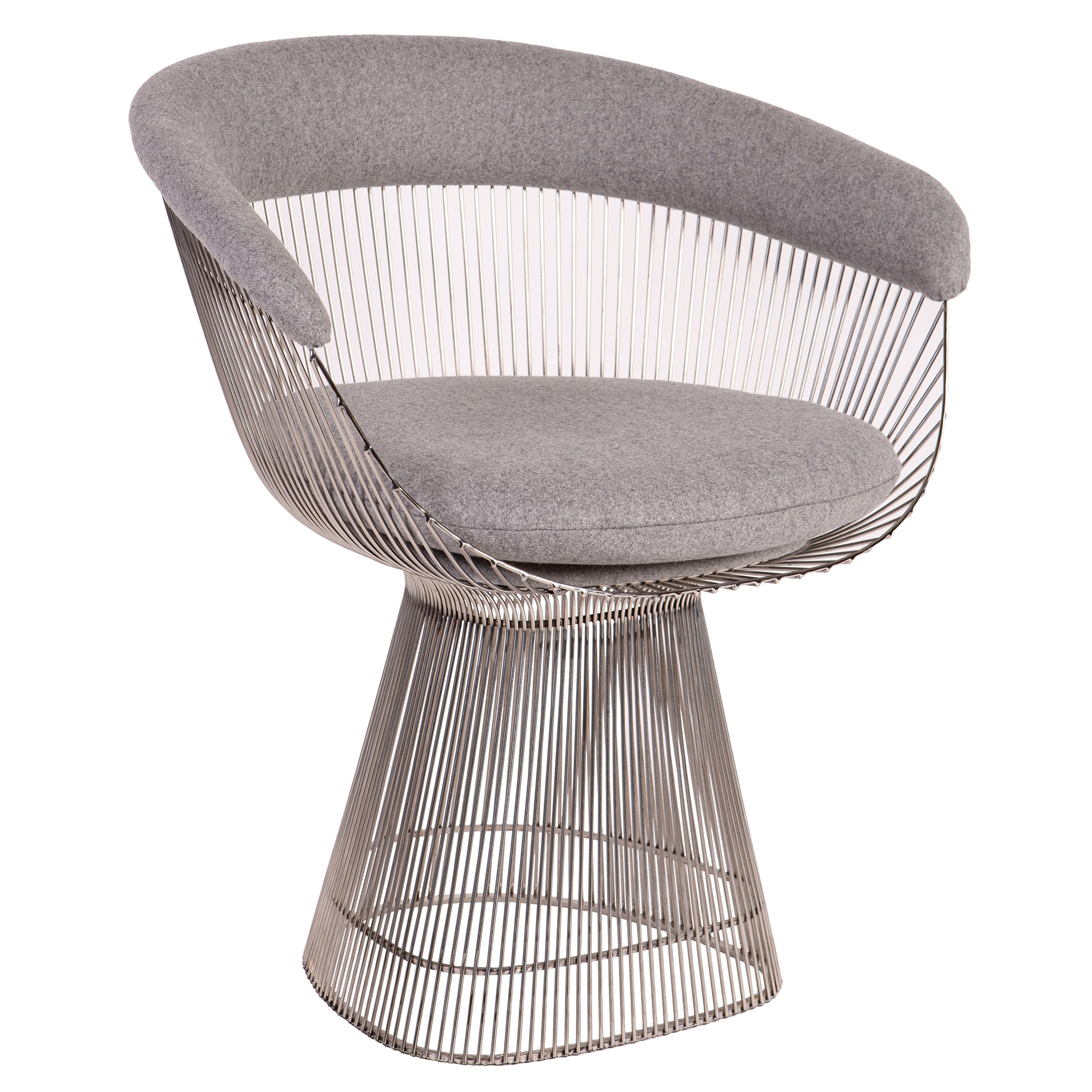 Warren Platner style, Esszimmerstuhl Wire Stuhl chrom Kaschmir hellgrau