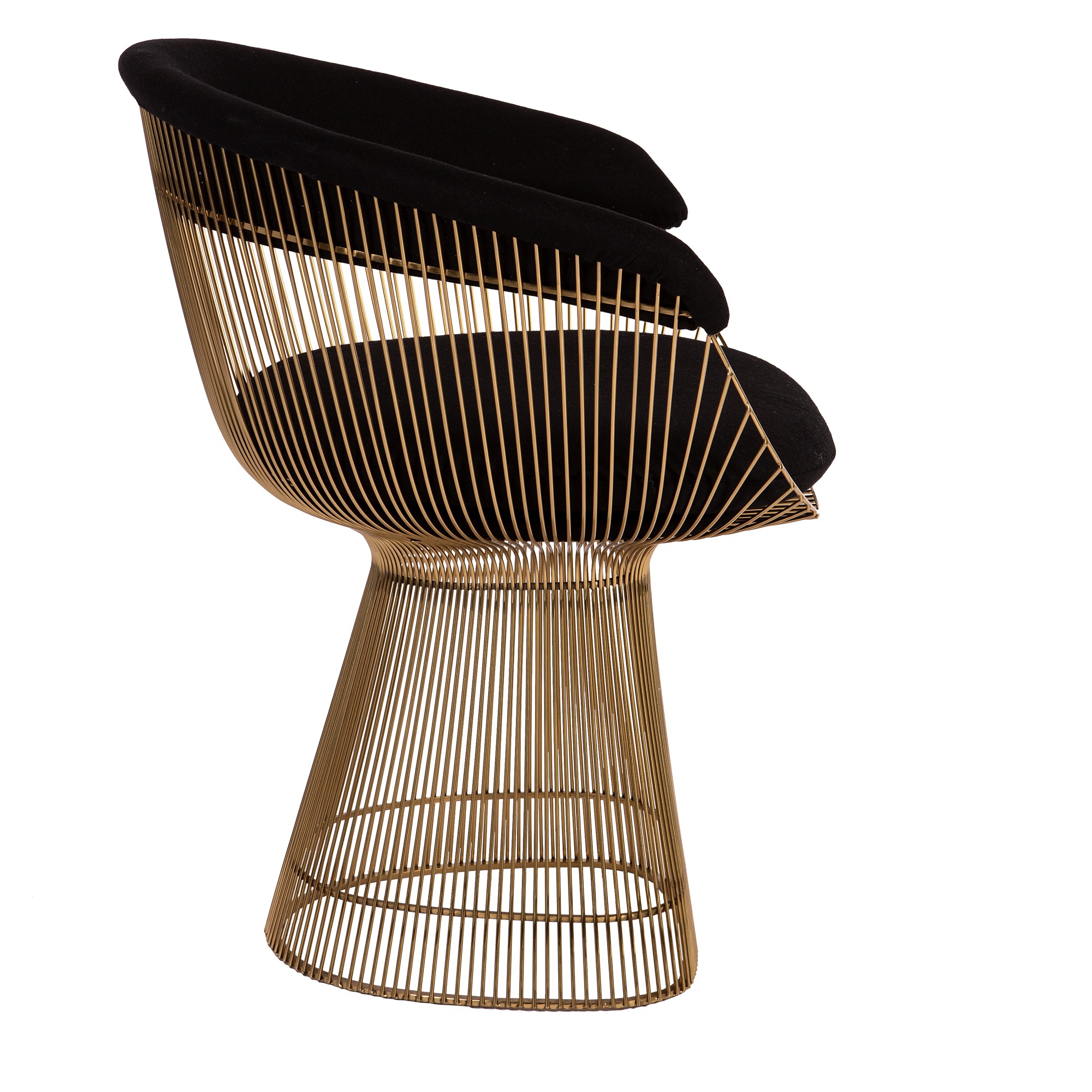 Warren Platner style, Esszimmerstuhl Wire Stuhl Gold Chasmere schwarz
