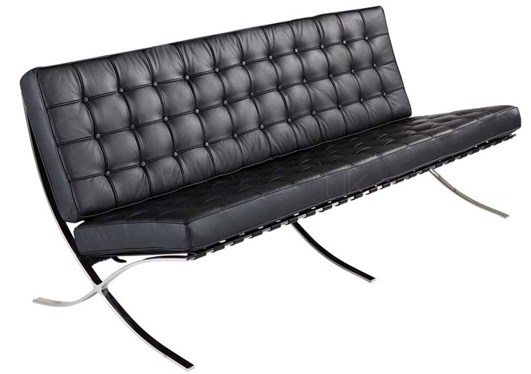 Ludwig Mies vd Rohe style, 3er-Sofa Barcelona Pavillion 3 seat sofa schwarz