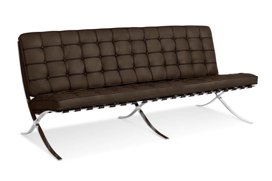 Ludwig Mies vd Rohe style, 3er-Sofa Barcelona Pavillion 3 seat sofa braun