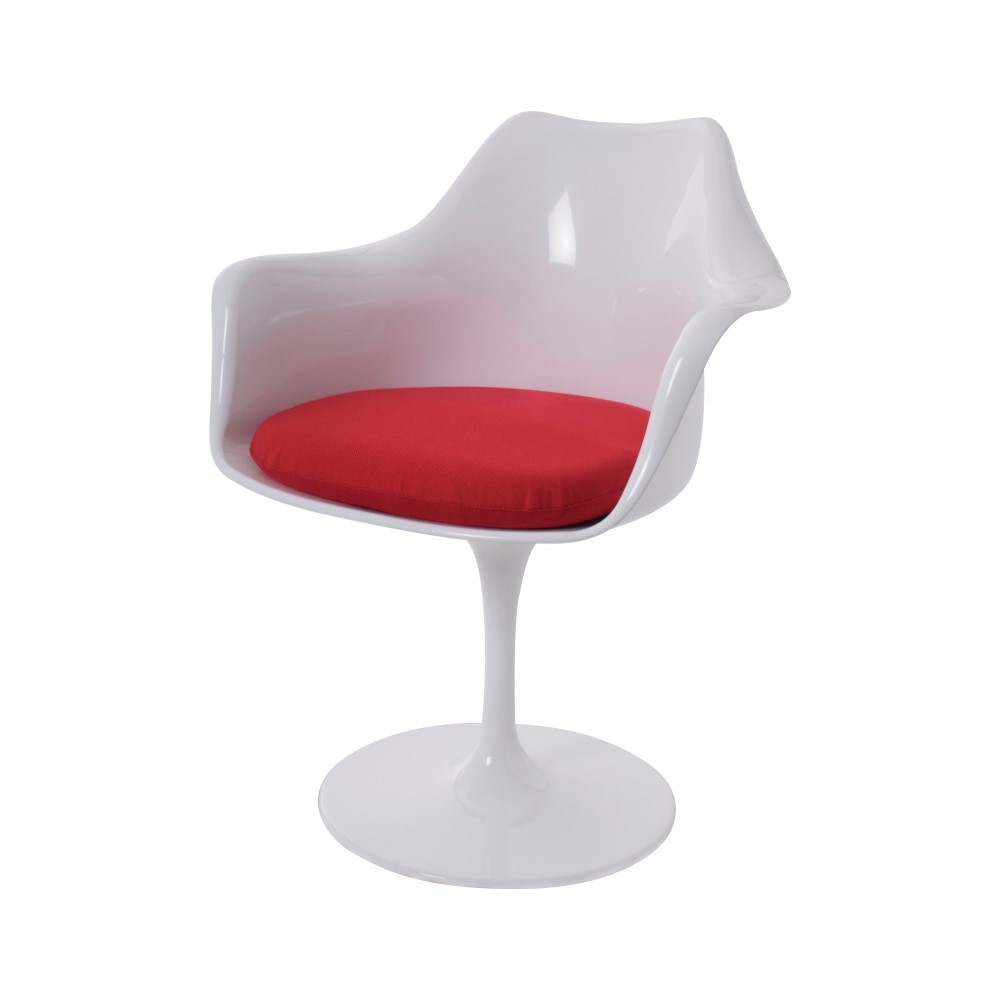 Eero Saarinen style, Esszimmerstuhl Tulip Stuhl mit Lehne weiß rot
